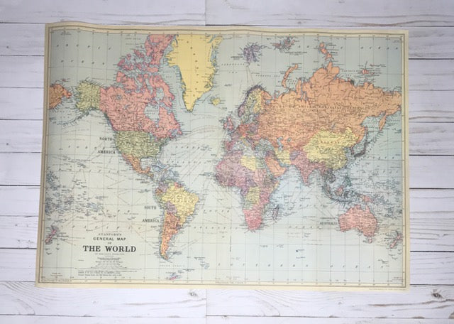 Spirit lead me (Hillsong) -  20x28 Light Blue World Map