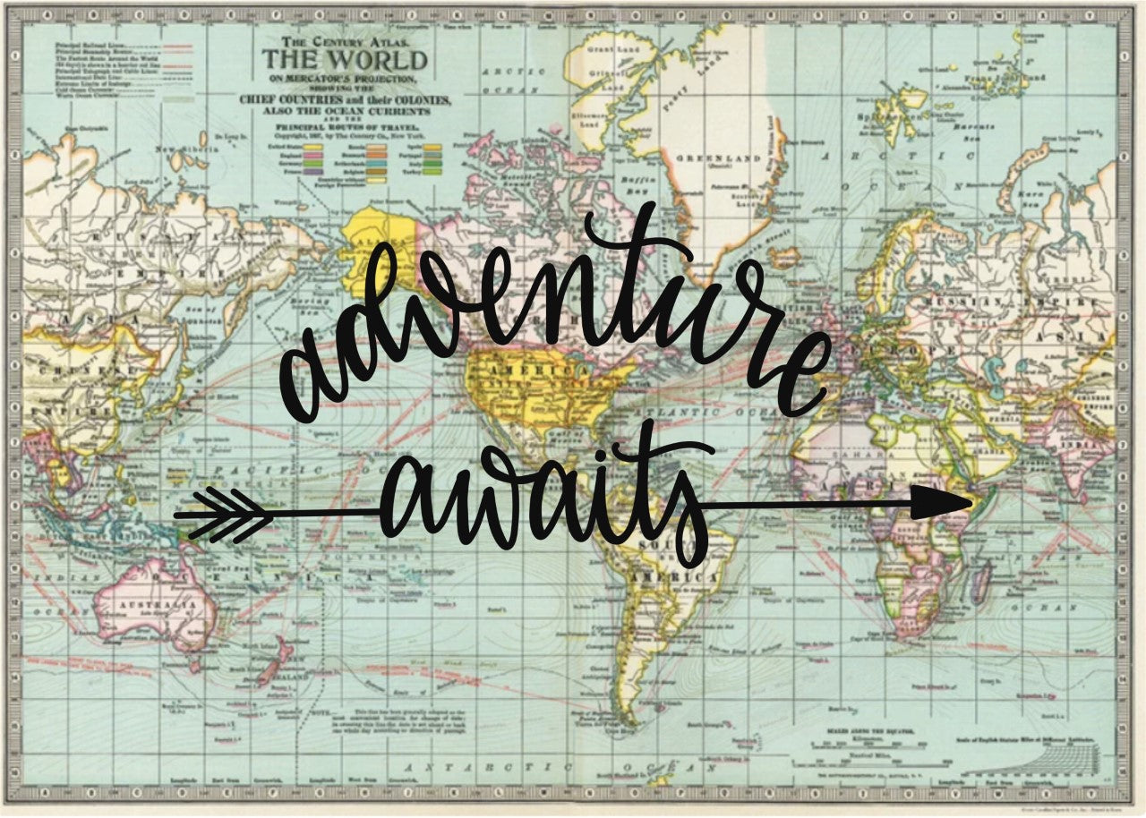 Adventure Awaits - 20x28 World Multi-Color Map