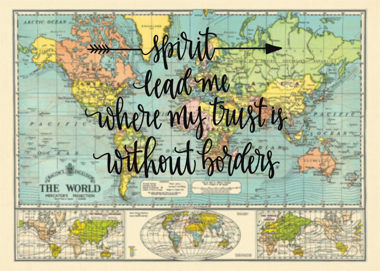 Spirit lead me (Hillsong) - 20x28 Blue World Map