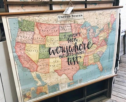 40x28" Large USA Map with Dowels